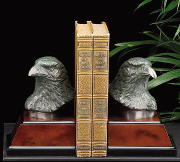 Eagle Bookend Pair On Burlwood Bases